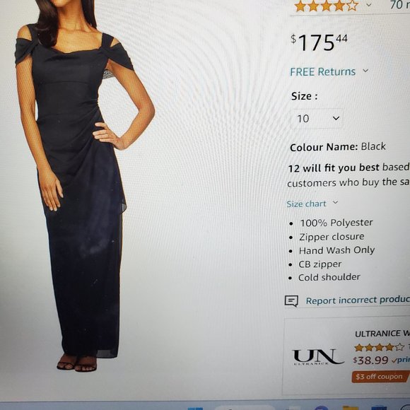 NWT Alex Evenings Woman Long Black Sleeveless Evening Dress 16W - Picture 4 of 6